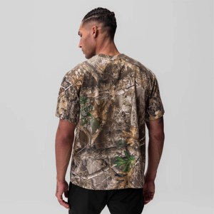 Tùy Chỉnh Nặng Trọng Lượng Bông Người Đàn Ông Ngắn Tay Áo T-Shirt Với Bất Cây Ngụy Trang In Kỹ Thuật Số Mô Hình Rừng - Product Image 2