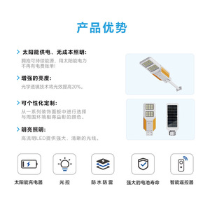 Lampadaire LED extérieur à énergie solaire 1000LM 15W IP65 étanche à montage mural pour l'éclairage des cours - Product Image 5