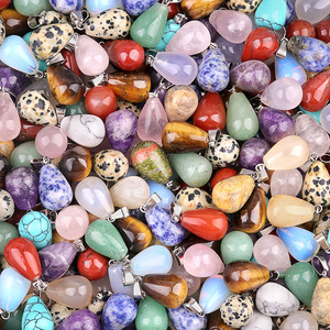 Bán buôn unisex <span class=keywords><strong>Birthstone</strong></span> thô tinh thể chữa bệnh thạch anh đá quý Vòng cổ nhỏ tự nhiên đá thô nước thả Waterdrop Mặt dây chuyền - Product Image 6