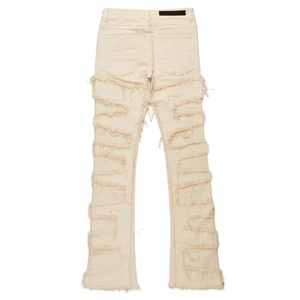 Nueva Llegada, Precio al por Mayor, Logotipo Personalizado, Jeans de Hombre a la Moda, Casuales, Verdes, con Diseño Super Stacked Flare, Negros - Product Image 6