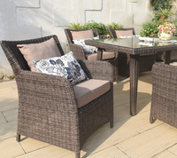 Wasserdichter Outdoor Backyard Esstisch für 6-Sitzer Rattan Wicker Stühle Patio Dining Set Garten tisch und Stühle
