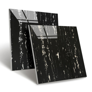 Carreaux de sol en marbre noir en porcelaine pour la maison, carreaux de céramique, matériaux de finition en porcelaine avec des veines blanches - Product Image 1