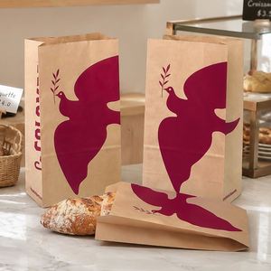 Custom Eco-Friendly Disposable Recyclable <b>Biodegradable</b> Square Bottom Kraft <b>Paper</b> Bread Bakery Packaging Bags - Product Image 3