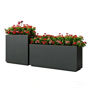 Grand <span class=keywords><strong>bac</strong></span> à plantes en métal d'extérieur, en fer et acier inoxydable, rectangulaire, pour aménagement paysager, décoration de jardin - Product Image 1