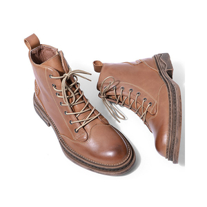 Stivali da lavoro da uomo fatti a mano in pelle di vacchetta classici in stile britannico americano in pelle traspirante per uomo stivali da cavaliere retrò - Product Image 4
