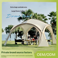 Abri de camping multi-personnes, pare-soleil, imperméable, à quatre côtés ventilés, auvent en forme de dôme, grand gazebo extérieur avec revêtement argenté, personnalisé