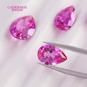 Cadermay Synthetic Pink Zircon Pear Cut Loose Stone 8x12mm 10x14mm For Jewelry Making - Product Image 2