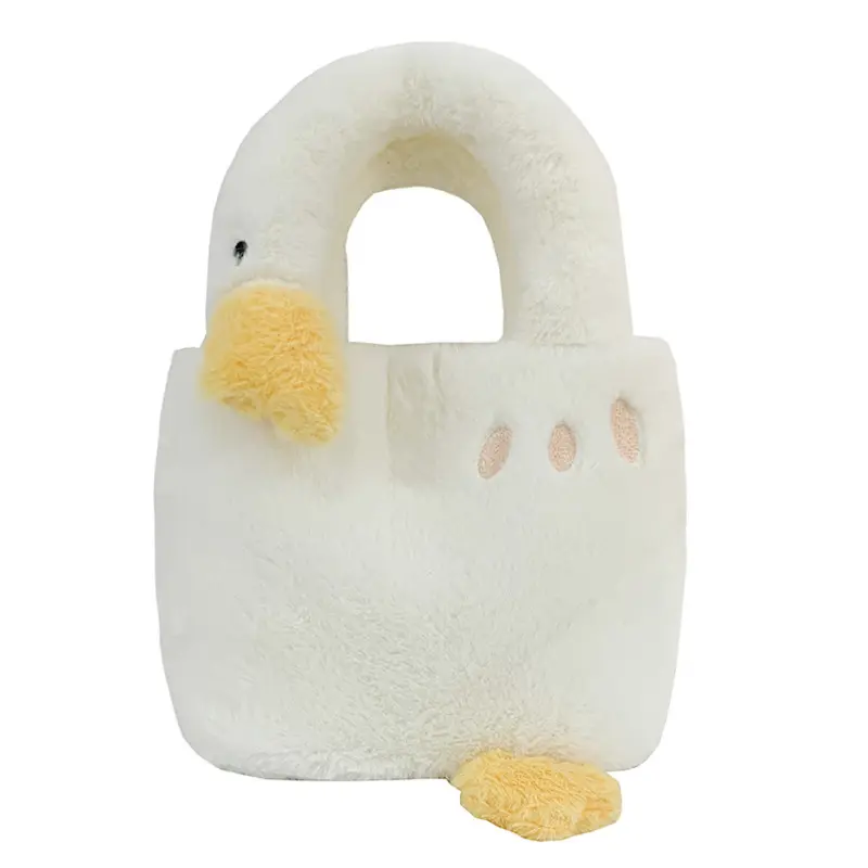 New lovely big white goose shoulder bag female plush large capacity Tote bag Japanese solid color handbag