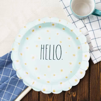 Assiettes rondes jetables en papier écologiques en gros avec logo personnalisé pour fêtes et événements