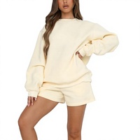 Sweat-shirts à capuche oversize pour femmes, manches longues, couleur unie, confortables, en molleton, tendance, avec poches, automne-hiver, lot de 2