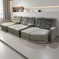 Canapé-lit de salon convertible rétractable de style moderne Meuble de théâtre en cuir véritable avec appui-tête électrique