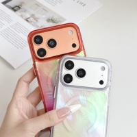 JOYPORODO B523 Coque de téléphone magnétique de luxe 3D en PC à plumes colorées pour iPhone 17 18 Pro Max, antichoc et tendance