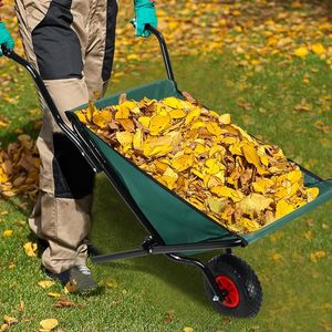 Collapsible Folding Lightweight Gardening Wheelbarrow Heavy Duty Oxford Cloth Green Lawn <strong>Cart</strong> for Grass - Product Image 4