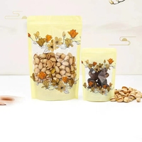 Impression numérique Emballage Motif de fleurs refermable pour les biscuits aux cacahuètes Conception personnalisée Pochette debout Fenêtre transparente Fenêtre
