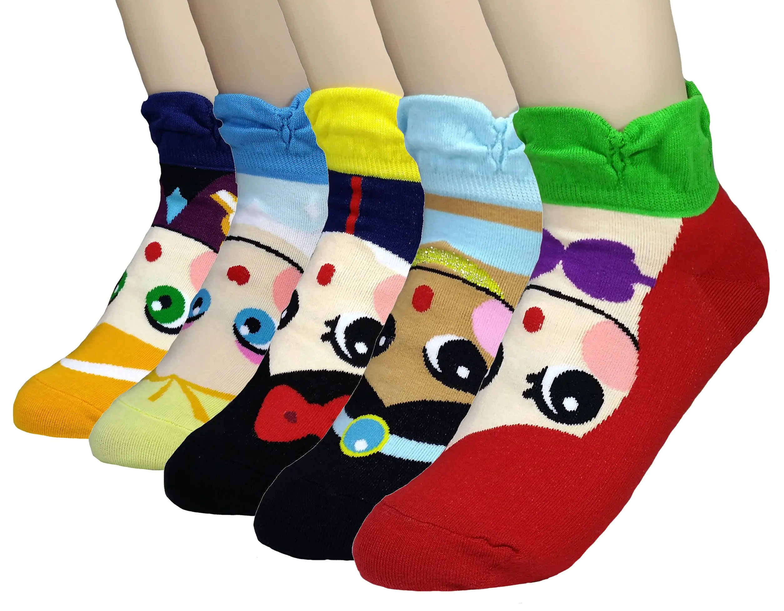 Chaussettes mignonnes avec des personnages de dessins animés pour filles, sur mesure, personnages de série princesse Elsa, Anna, Ariel, blanche-neige, Jasmine, 12 pièces