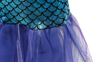 Costume da principessa per ragazze, gonna a coda di pesce turchese viola a sirena, vestito con parrucca con collana di bacchetta corona per la festa del Festival di compleanno