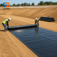 Bâche géomembrane HDPE anti-UV pour bassin à poissons, 0,5 mm, noire, en rouleau, imperméable, pour aquaculture, élevage de crevettes, revêtement de bassin de barrage