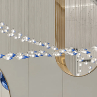 Lustre LED Moderne de Luxe Projet Personnalisé pour Hall d'Hôtel Salle de Banquet Escalier avec Télécommande Nouveaux Lampes Suspendues