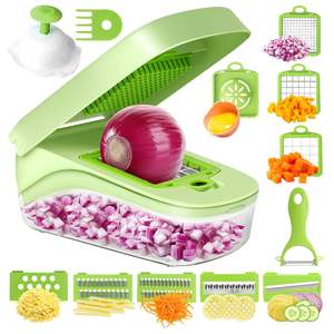 Coupe-légumes manuel multifonctionnel 17-en-1 en acier inoxydable – Mini outil de <span class=keywords><strong>cuisine</strong></span> pour couper fruits, oignons, légumes, ail, citron et râper - Product Image 1