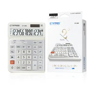 Calculator CTIFREE New Design 14 Digit Custom Financial Calculator CT-140E 2 Degrees Tilt Angle Big Desktop Electronic Calculator