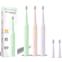 Brosse à dents électrique rechargeable pour adultes Brosse à dents sonique étanche IPX7 à poils souples avec 3 modes