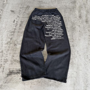 Pantalones Personalizados de Felpa Francesa 100% Algodón, Lavado Ácido con Efecto Desgastado, Estilo Oversize para Hombre, con Logotipo Impreso, Vintage, de Pierna Ancha - Product Image 1
