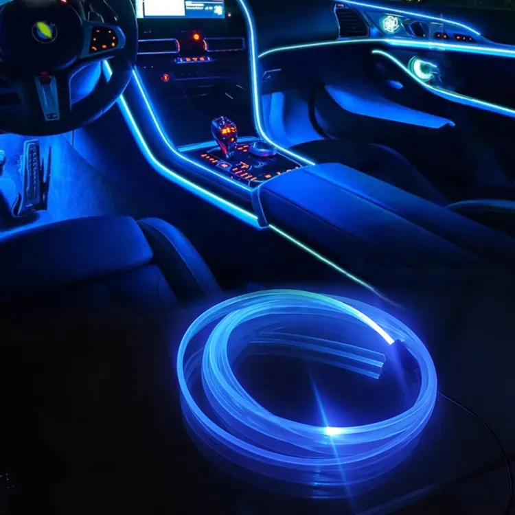 Araba ortam atmosferi işıkları 7 renk USB kontrol RGB LED şerit iç dekorasyon ortam aydınlatma kiti