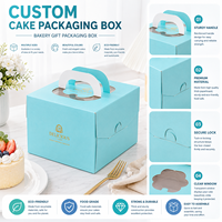Boîte à gâteau d'anniversaire portable haut de gamme pliable en carton ivoire avec doublure en éponge pour pâtisserie de 4/6/8 pouces