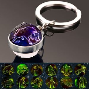 New Arrival 12 Zodiac Sign Keychains <b>Sphere</b> <b>Ball</b> Crystal Key Chains Key Rings Scorpio Leo Aries Constellation for Birthday Gifts - Product Image 2