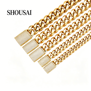 Collar de Cadena Cubana de Moda Europea y Americana, Estilo Hip Hop, 12, 14, <span class=keywords><strong>18</strong></span>, 20, 22 mm, Chapado en <span class=keywords><strong>Oro</strong></span> de 18K de Lujo con Incrustaciones de Circonio y Cierre de Hebilla - Product Image 4