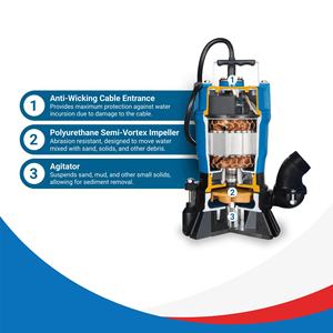 ปั๊มน้ำเสียใต้น้ำลึก2นิ้วปั๊มน้ำเสียแบบกึ่งน้ำวน - Product Image 5