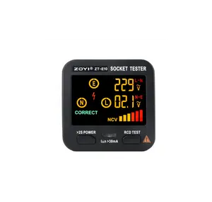 Zoyi Socket Tester Digitale Eu/Us/Uk Plug Smart Outlet Checker Thuis Circuit Controleren Lcd Fasevolgorde/contactloze Voltage Detector