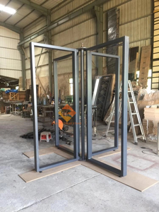 Custom Modern Style Eco-Friendly Wooden <strong>Door</strong> Display <strong>Stand</strong> with Iron Bracket for Aluminum Alloy <strong>Door</strong> Showroom Display - Product Image 4