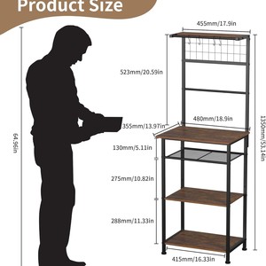 Multi-tier kitchen storage <b>rack</b>, floor-standing microwave oven <b>shelf</b>, multi-functional storage <b>rack</b>, simple oven support - Product Image 2