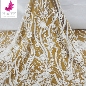 Hy2220 Mới Nhất Hoa Thêu Đính Cườm Ren Vải Với Sequin Sang Trọng Bridal Pháp Ren Vải Bán Buôn - Product Image 6