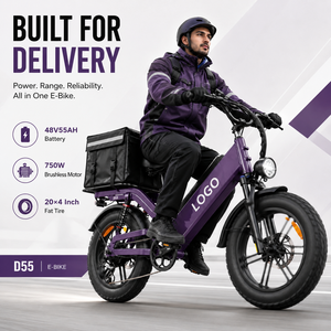 Vélo cargo électrique D55, pneus larges de 20 pouces, moteur sans balais 48V 750W, cadre en aluminium, batterie intégrée, vélo électrique de livraison - Product Image 1