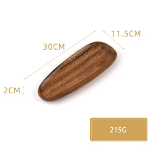 Assiettes en bois d'acacia et <span class=keywords><strong>de</strong></span> noyer noir, rondes, irrégulières, ovales, <span class=keywords><strong>vaisselle</strong></span> en bois massif pour fruits, desserts, pain - Product Image 6