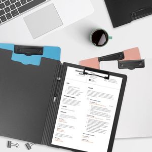 Porte-documents vertical A4 en PP coloré <span class=keywords><strong>à</strong></span> double clip, pliable, pour documents et papiers, idéal pour étudiants, écoles et bureaux - Product Image 6