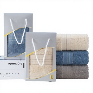 <span class=keywords><strong>Serviette</strong></span> de toilette épaisse en coton tissé à séchage rapide avec motif brodé uni pour la maison et l'hôtel, coffret cadeau - Product Image 2