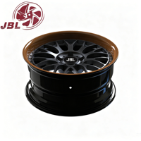 Nouvelles jantes de voiture de tourisme en alliage d'aluminium forgé en deux parties, 25 mm, 20 mm, 18-26 pouces, finition noire, à rayons rivetés et à liseré bronze