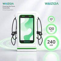 WAIZIDA Nouvelle station de recharge pour véhicules électriques 60KW-240KW à double borne avec écran publicitaire 43 pouces, compatible CCS1 CCS2 GB/T NACS IP54, chargeur commercial pour VE