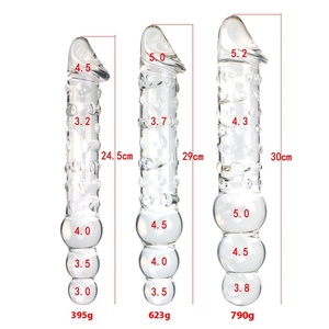 New Arrival Manufacturer's Adult Products <strong>Large</strong> Transparent Glass <strong>Dildos</strong> Long Bead Design for Female Masturbation Fun - Product Image 1