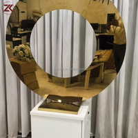 ZKAI Vente en gros de centre de table en miroir double cercle doré haut de gamme pour mariage, fête, décoration d'événements