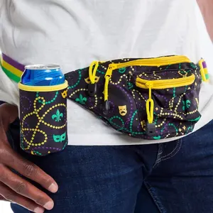 Mardi Gras Bag With Drink Holder Fashion Waist Packs Festival Clothing Accessories For Man Women