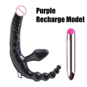 Triple cabeza sin tirantes <span class=keywords><strong>Strapon</strong></span> Bullet Vibe <span class=keywords><strong>Anal</strong></span> Butt Plug Lesbian Vibrator Beads - Product Image 5