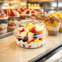 Gobelet à salade transparent en PET avec couvercle en dôme, gobelet jetable pour desserts et fruits avec couvercle, qualité alimentaire, vente en gros, personnalisable, OEM, pour la vente au détail, les supermarchés et les fêtes