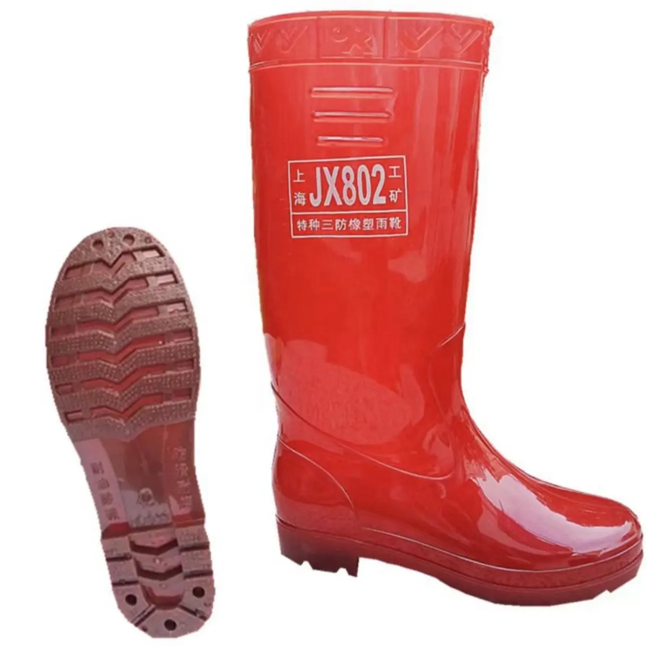 Huge Discount Pvc Shiny Red Rain Boots Men Clear Light Weight Water Shoes For Worker Safety Gumboots