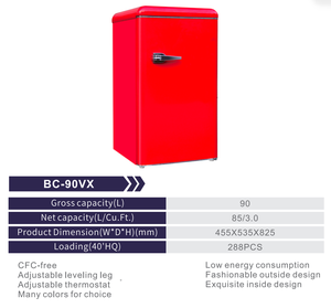 Réfrigérateur compact vintage 90L à faible bruit, porte simple, prix direct usine pour usage domestique ou hôtelier - Product Image 6