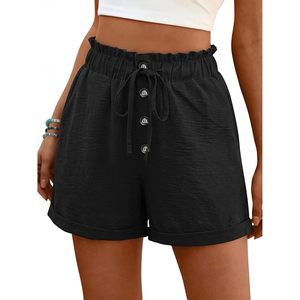 FOXA Womens Shorts High Waisted Elastic Drawstring Cotton Breathable Summer Casual Beach Vacation Clothes - Product Image 1