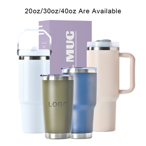 Logo personnalisé 30 oz gobelet double paroi en acier inoxydable isolé sous vide tasse à café 30 oz voyage voiture tasses avec poignée et couvercle - Product Image 6